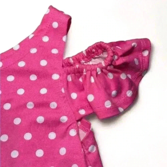 Youngland- bold pink polka dots crop top peek a boo shoulder - Girls 6X - Picture 2 of 4